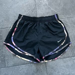 Black Nike Athletic Shorts with Floral Details